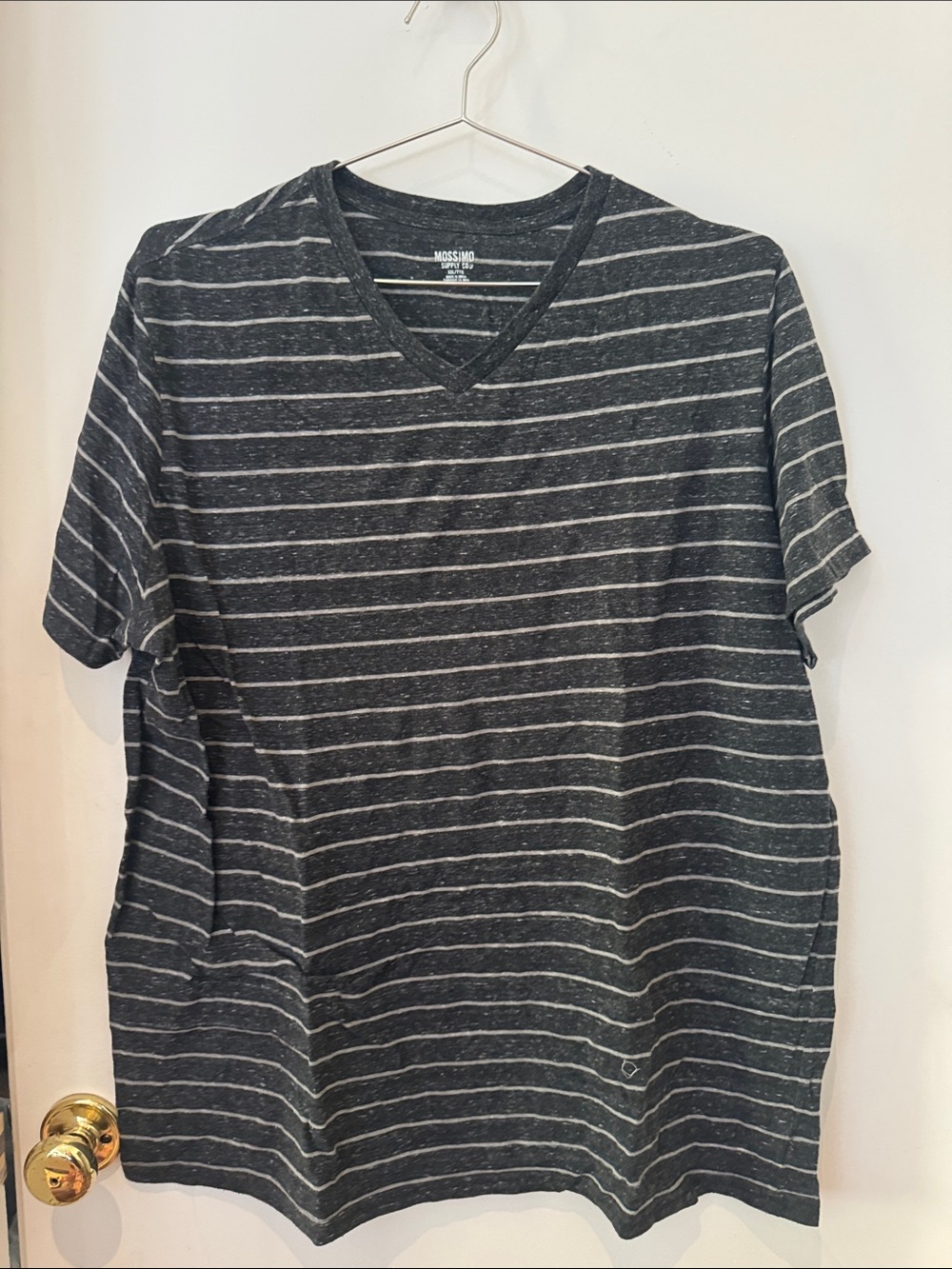 Mossimo Supply Co. Men’s Charcoal Black & White Striped V-Neck Tee
